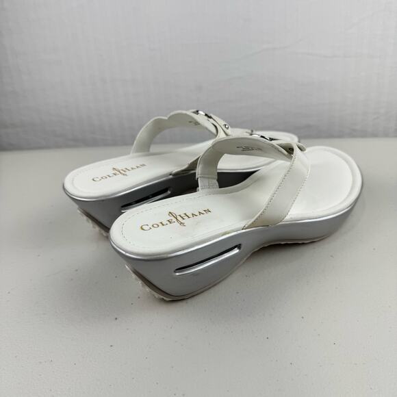 Cole Haan Original Grand Wedge Nike Air White Leather Sandals Women's Size 9.5B - Picture 6 of 10